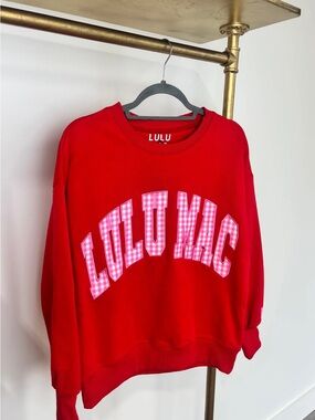 Red Crewneck Sweatshirt - Women's Casual Logo Pullover